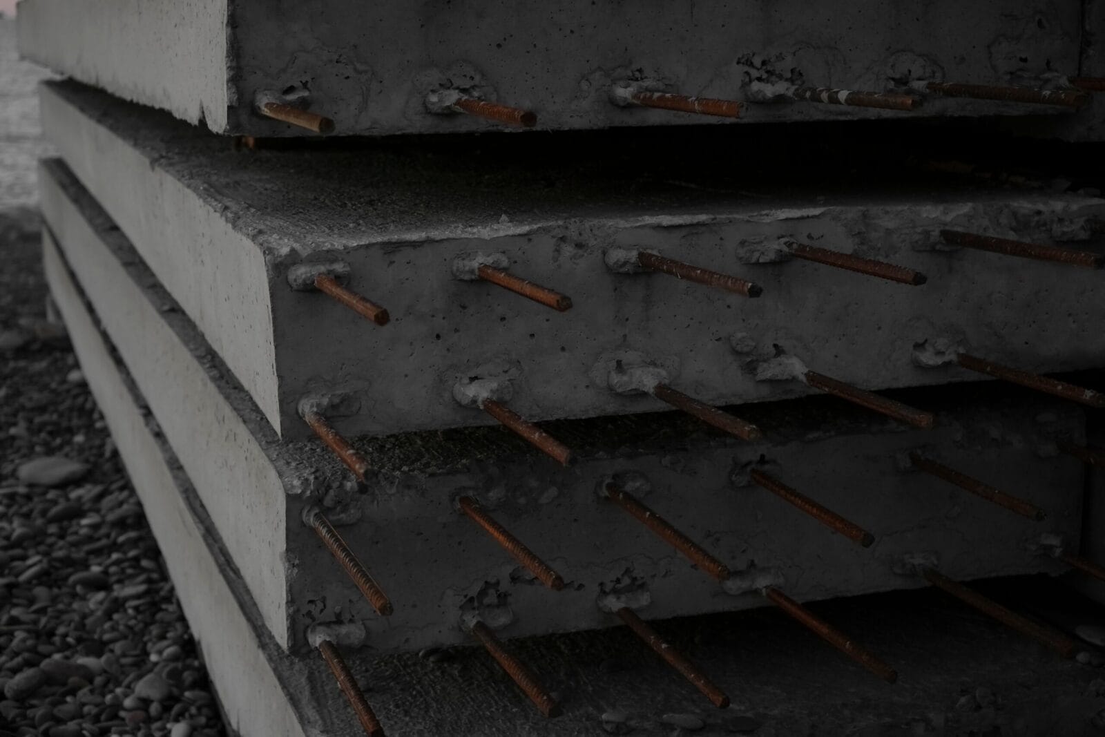 Concrete slabs stacked